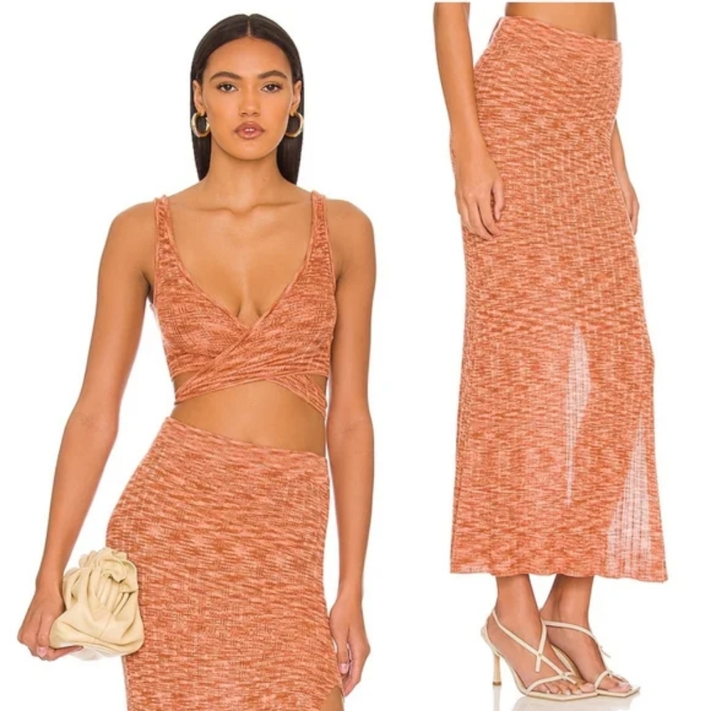L*Space Zephyr Crop Bra Top Midi Slit Skirt - Picture 6 of 15